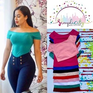 3 pack Off Shoulder Lycra tops One Size 10 Colors